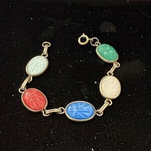Multicolor Scarab Link Bracelet - Women Jewelry